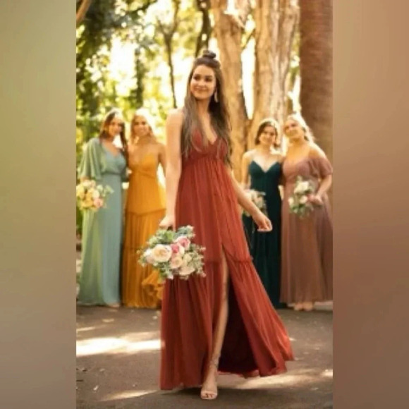 Sorella Vita 9419 Bridesmaid Maxi Dress NWT | Burnt Orange | Size 10 - Picture 8 of 9